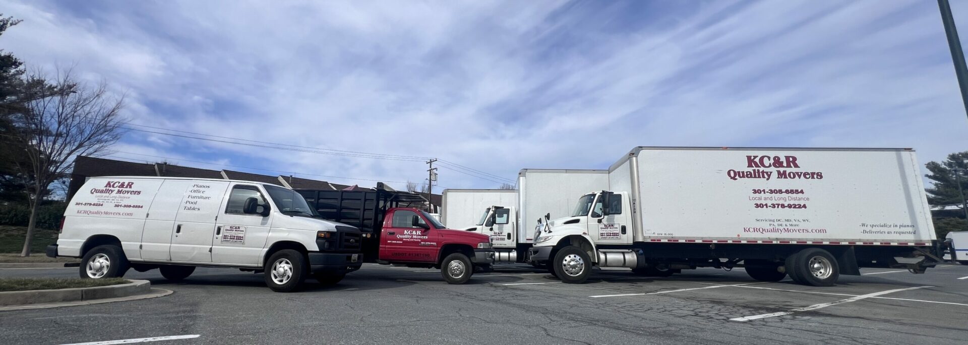 moving trucks in a parking lot
