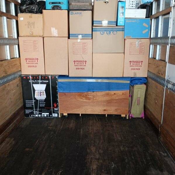 boxes in a moving truck